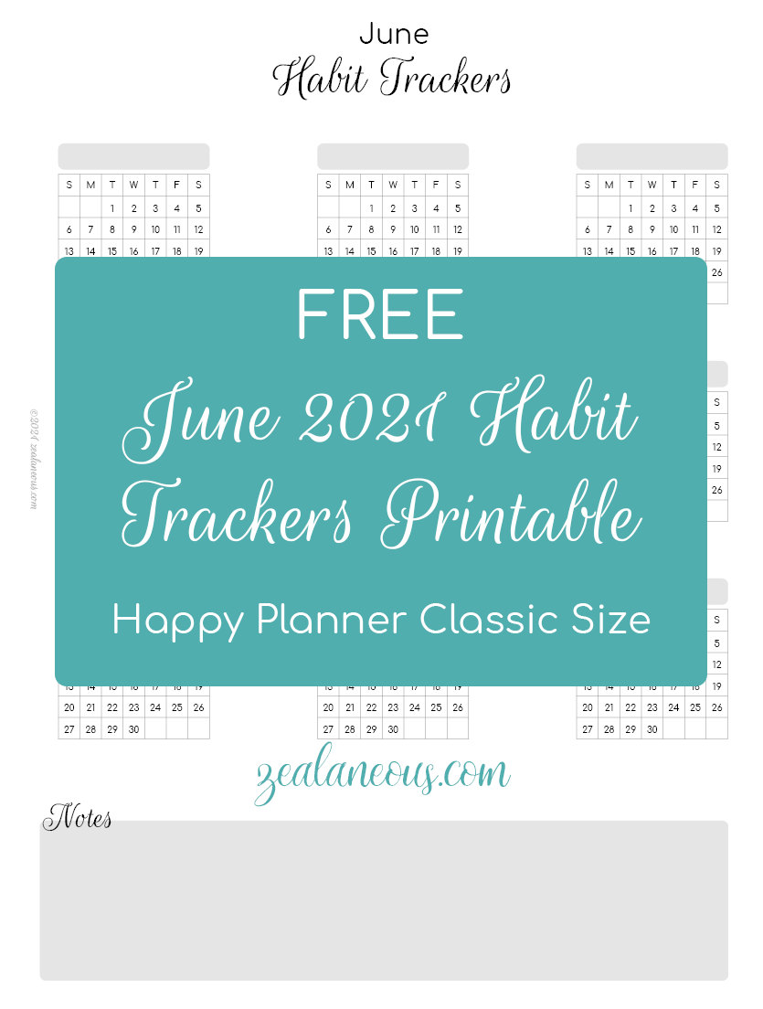 June 2021 Habit Trackers Free Printable HP Classic Size