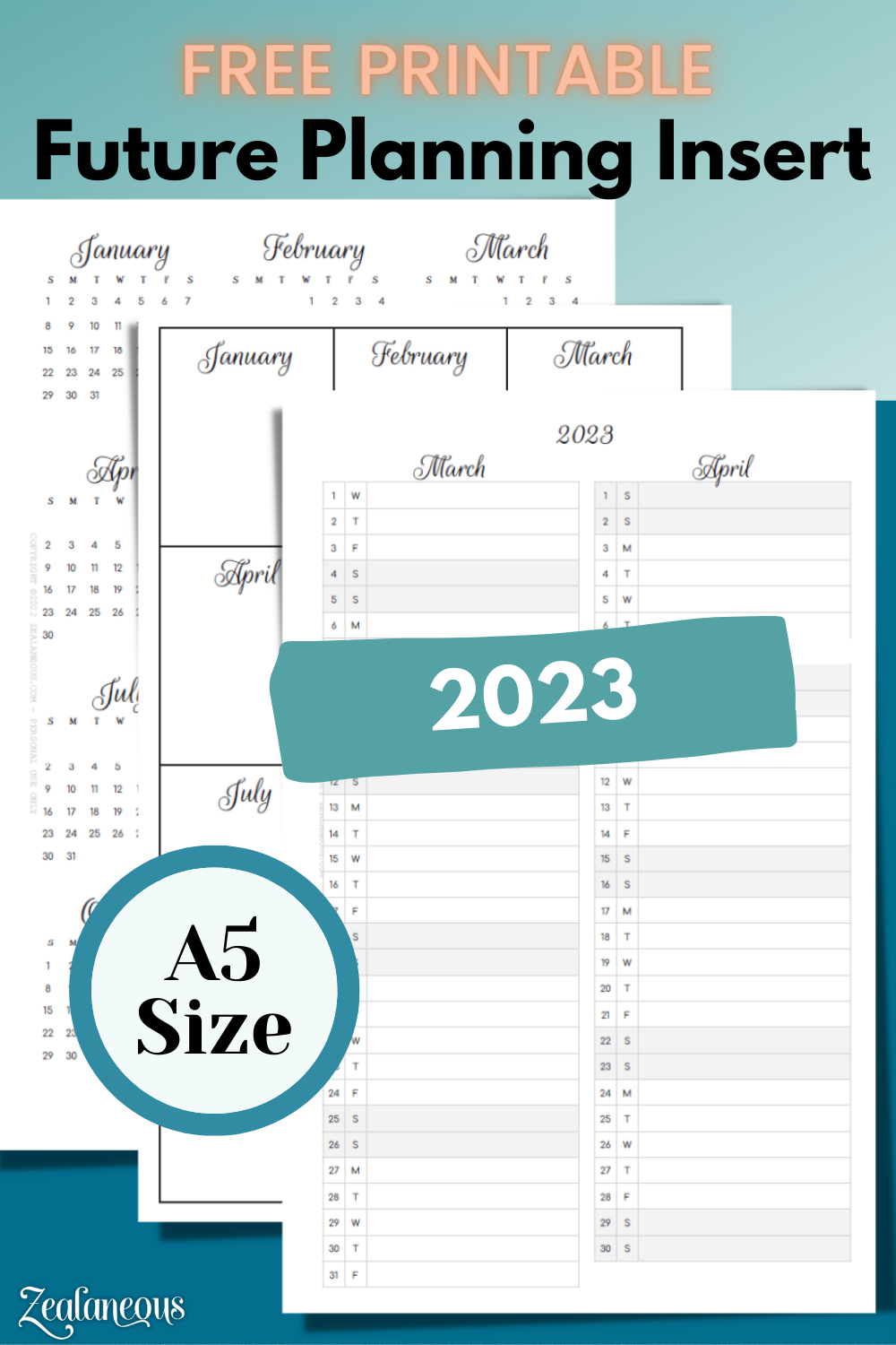 Free Printable A5 Planner Inserts 2023 Future Planning Dated Zealaneous