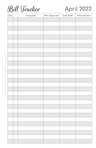 Free Printable Bill Tracker Planner Inserts – Classic Happy Planner size