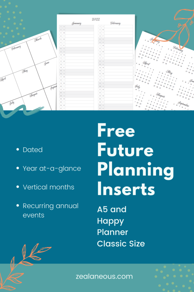 Free Printable Planner Inserts 2022 Future-Planning (Dated) - Zealaneous