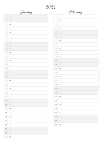 Free 2022 Future Planning Insert Printable vertical months page - dated 