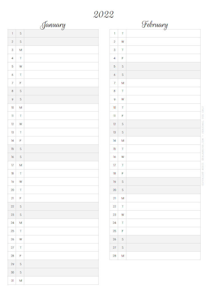 Free Printable Planner Inserts 2022 Future-Planning (Dated) - Zealaneous