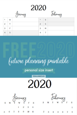 Free Printable Personal Size Planner Inserts 2020 - Zealaneous