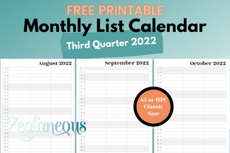 List-Style Monthly Planner Inserts – Free Printables for August, September, October 2022